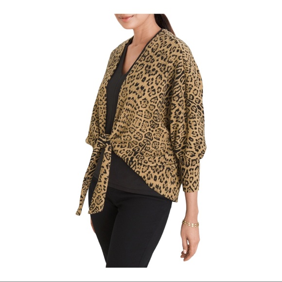 Cozy Tie-Front Animal-Print Cardigan Chico’s 1 - Picture 1 of 7